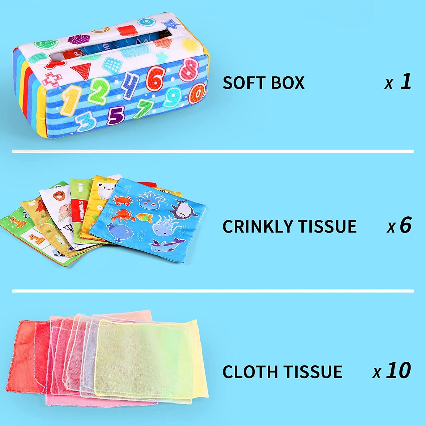 Baby Tissue Box Toy, Magic Tissue Box Baby Toy Montessori Toys for Babies 6-12 Months